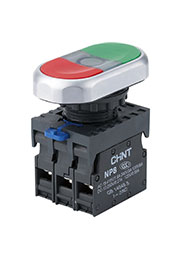 667563, (Стар. номер 667173 снят с произ-ва) Двойная, кнопка NP8-11SD/3 зеленый, AC110-230В(LED), 1Н