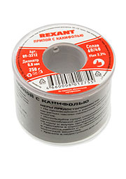 09-3312, Припой с канифолью, 250 г, D0.8 мм, (олово 60%, свинец 40%), катушка