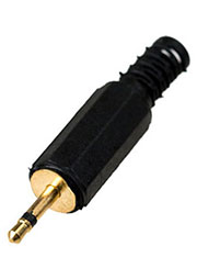 1-000G, штекер аудио 2.5мм моно пластик  на кабель "позолоченный"