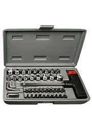 WP-9413BTB, набор отвертка-вороток (20 бит + 18 торцевых головок) в кейсе