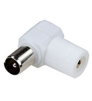 4-004 WH, разъем телевизионный штекер угл. пластик на кабель винт белый