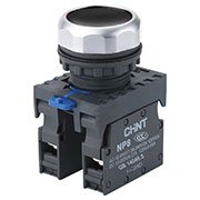 368571, Кнопка упр. NP8-30BN/2 без подсветки, самовозв., черная, 3НО, IP65