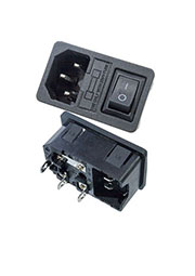 CH1-0457, евровилка сетевая на корпус с выключателем и предохранителем (KLS1-AS-303, AC-01)