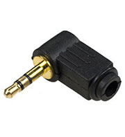 1-055G, штекер аудио 3.5мм стерео угловой пластик на кабель  "позолоченный"