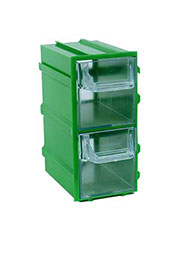 К3 зелёная, кассетница 2 ячейки прозр. лоток 49х82х100мм