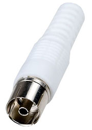 4-003HQ WH, разъем телевизионный гнездо пластик на кабель винтбелый HQ