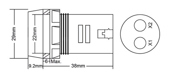 AD101-22VMS, цифровой вольтметр 12-500В 22мм красный