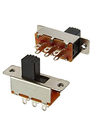 KBB40-2P2W on-on, Движковый переключатель RUICHI KBB40-2P2W, ON-ON DPDT 6P, 0.5 А, 250 В, 30 мОм, 18