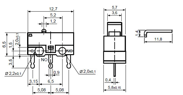 DM1-04P-30G-G, микропереключатель с лапкой 125В 1A