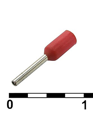 DN00206 red (0.75x6mm), Наконечник втулочный изолированный RUICHI DN00206, 0.75x6 мм, 0.25 мм2, крас