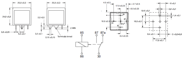 6-1393302-3, реле 1 Form C 24VDC 30-50А ножевые контакты