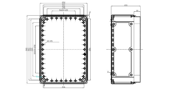 11-19T(2536), корпус для РЭА 250X360X155мм пластиковый