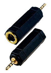 2-021G, переходник 2.5мм штекер стерео - 6.35мм гнездо стерео плас."позол."