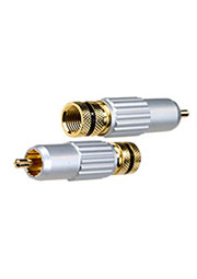 1-222G BLACK, штекер RCA  металл цанга на кабель d до 9.0мм черный "позолоченный"