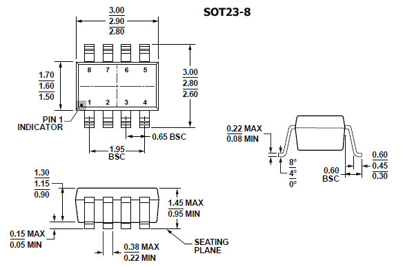 AD5160BRJZ10-R2, Цифровой потенциометр, 10кОм, SPI, 256POS [SOT-23-8]