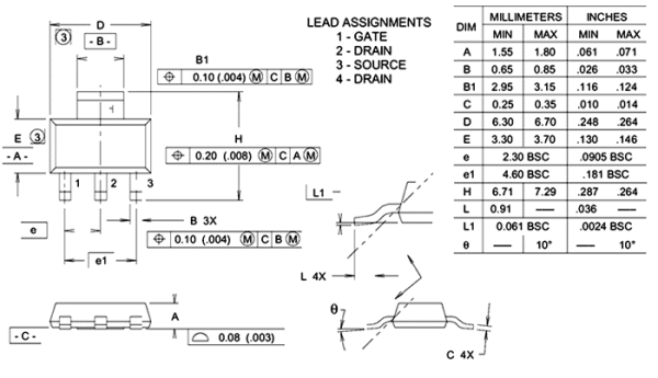 BT134W-600D.115, Тиристоры, корпус SOT223