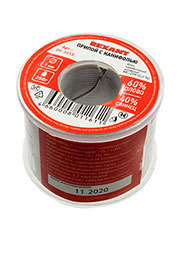 09-3313, ПОС60 припой с активным флюсом 250г D 1мм (Sn 60%, Pb 40%),