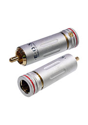 1-222G RED, штекер RCA металл бронза цанга на кабель d до 9.0мм,красный "позолоченный"