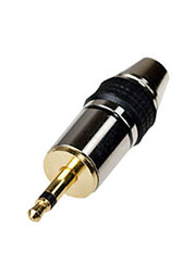 1-052G, штекер аудио 3.5мм моно металл на кабель d=до 5.0мм  "позолоченный"