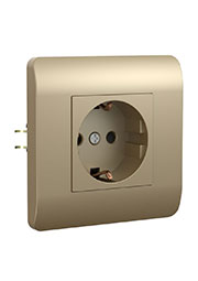 431404, (NEW3-E) Розетка с/з со шторками, 16А, шампань