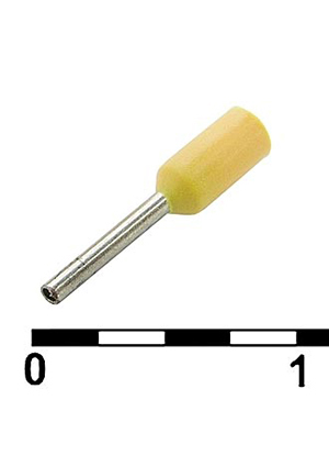DN00206 yellow (0.75x6mm), Наконечник на кабель RUICHI DN00206, желтый, 0.75x6 мм, 0.25 мм2