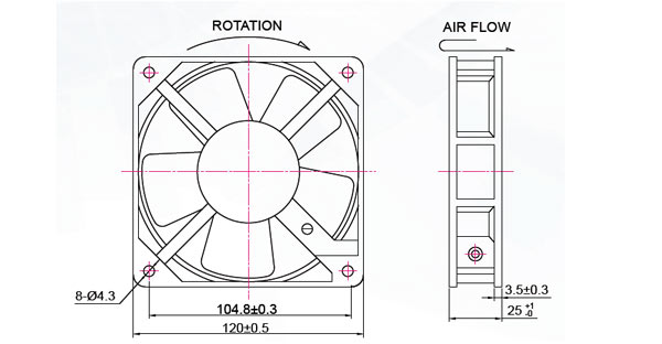 EC12025A2HBL, EC1225A2HBL 120*120*25 220V