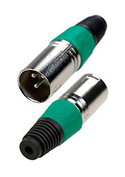 1-503 GR, разъем XLR 3 контакта штекер металл цанга на кабель зеленый