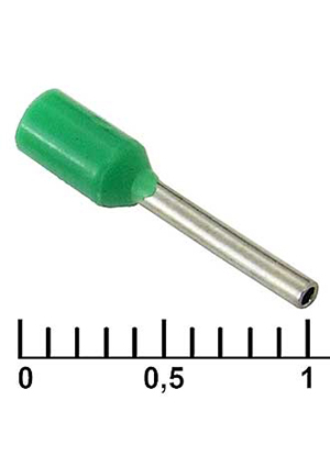 DN00308 green (0.8x8mm), Наконечник на кабель RUICHI DN00308, зелёный, 0.8x8 мм, 0.34 мм2