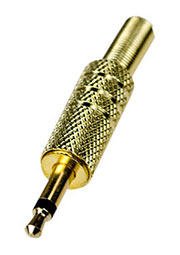 1-044G, штекер аудио 3.5мм моно металл  на кабель "позолоченный"