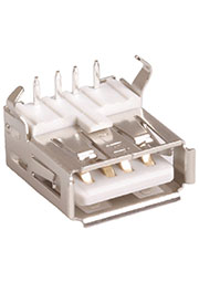 USBA-1J (DS1095 W-R), Розетка на плату, тип A угловая (белая)