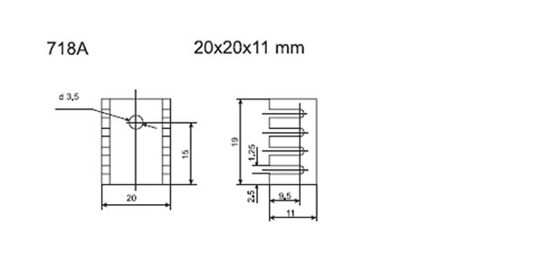 718A, радиатор 20х20х11 мм для ТО-220