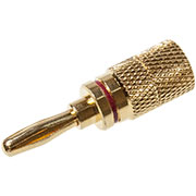 1-627G, штекер банан металл на кабель d до 4мм красный "позолоченный"