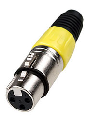 1-504 YE (XLR-MC-107), разъем XLR 3 контакта гнездо металл цанга на каб. жел.