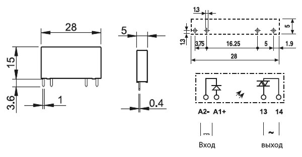 34.81.7.024.8240, Ультратонкое твердотельное реле; монтаж на плату; выход 2A(240В AC); вход 24В DC;