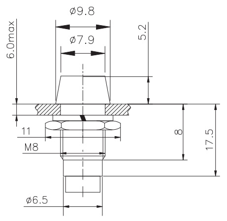 L-KLS9-IL-M8-01A-G, Светодиод с держателем зеленый D=9.8мм h=5.2мм M8 (аналог для L-608G)