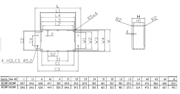 B015MFBK, корпус для РЭА 114x64x55мм алюминиевый черный с фланцами