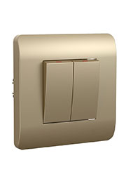 431388, (NEW3-E) Выключатель 2-клавишный 10А, шампань